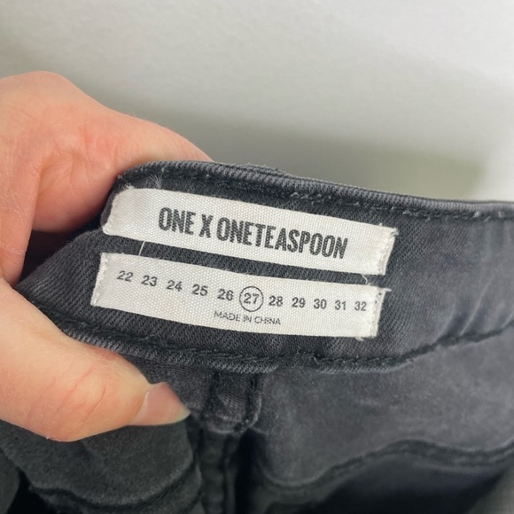 ONE X oneteaspoon Freebird II short rise distressed shark bites hem jeans - Picture 8 of 10